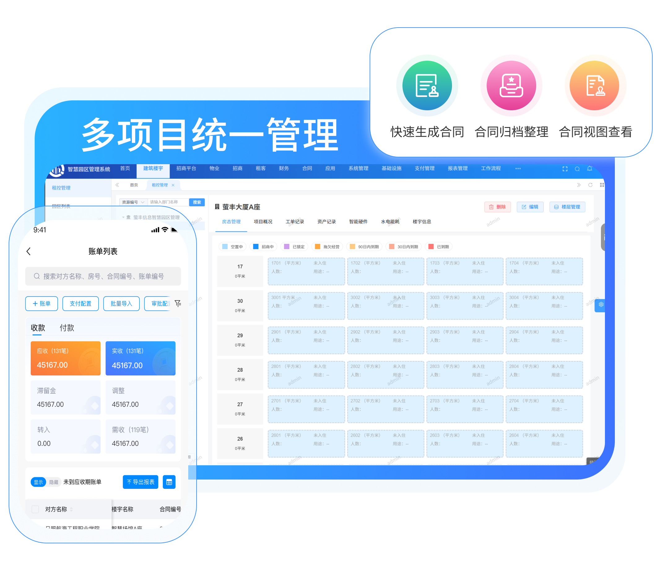 多项目统一管理 多业态适用
